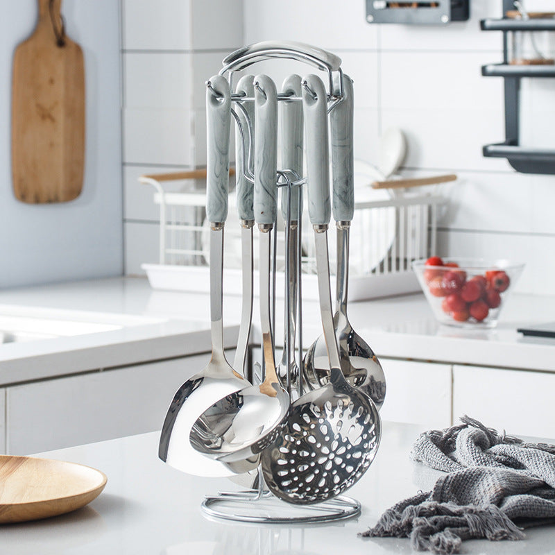 Creative home kitchen utensil set - 7 piece set, easy storage, cooking spatula & ladle combo, stylish design, perfect housewarming gift