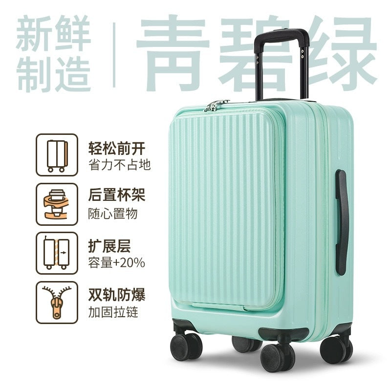 New front open suitcase women's 20-inch small boarding case 24-inch anti-drop trolley case travel bag password case