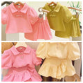 Girls' summer skirt set  new style chic & elegant mid-child casual short-sleeve skirt two-piece outfit