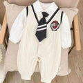 Spring autum men's and women's baby preppy style fake two-piece jumpsuit new arrival style double-layered khaki fashion outing clothes trendy