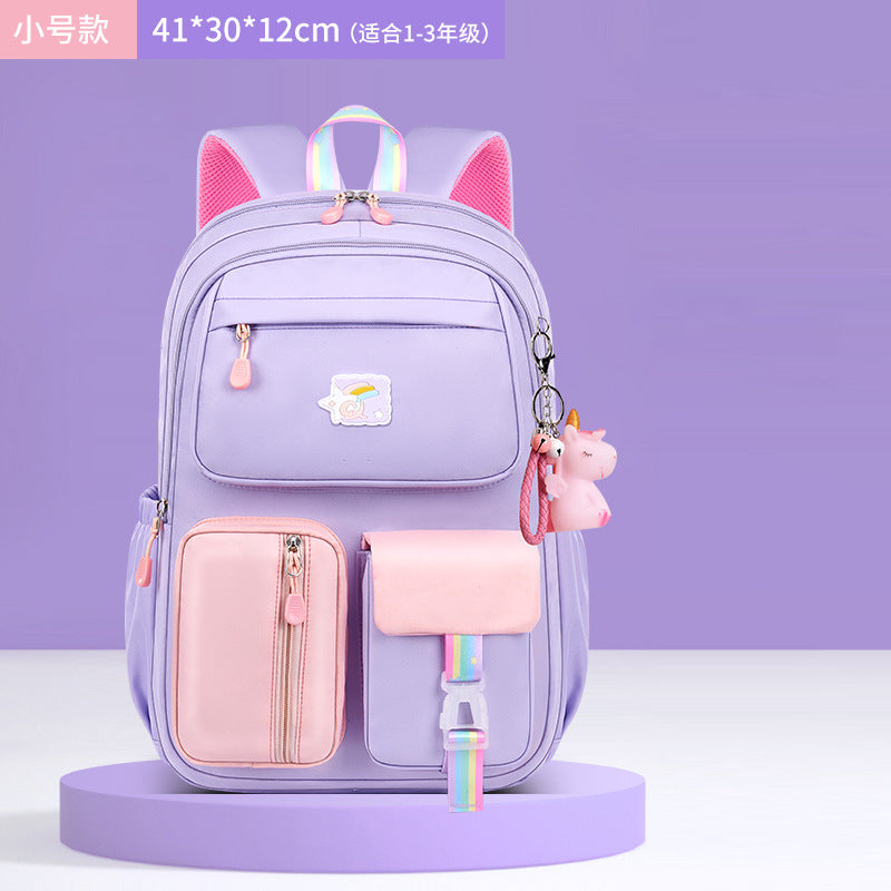 New primary school schoolbag female lightweight spine protection 1-3-6 grade Korean version of children's cartoon backpack wholesale
