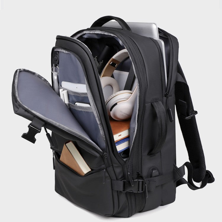 New large-capacity backpack business commuter outdoor travel bag solid color high-end multi-layer backpack computer bag