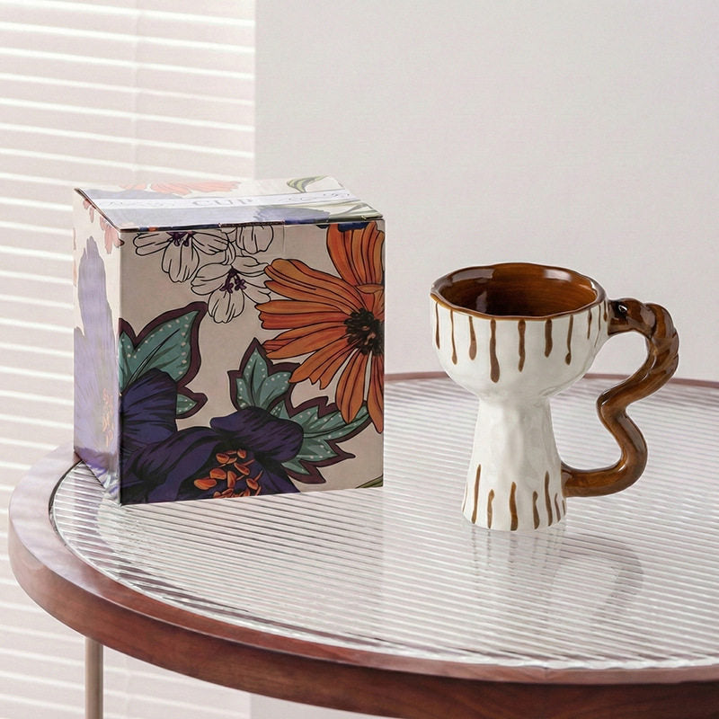 Vintage style mug irregular water cup niche mug hand-painted ceramic coffee cup creative gift handheld cup