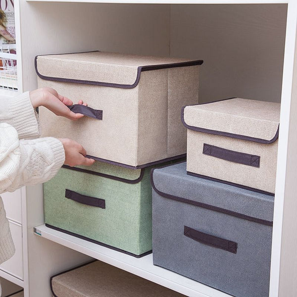 Fabric Flip Storage Box Student Dormitory Folding Clothes Toys Underwear Bras Socks Box Finishing Box