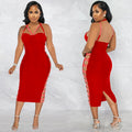 X5657 cross-border new arrival: solid color sexy camisole cutout zipper maxi dress with slit - perfect for  and