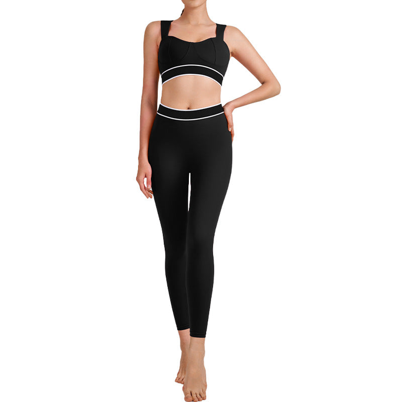 new arrival yoga clothes high waist hip lift tummy control slimming look sling beautiful back running sports intimates bra suit for women