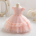 Fashionready-made girl airplane sleeve dress gold sequin princess dress first birthday dress girl dress
