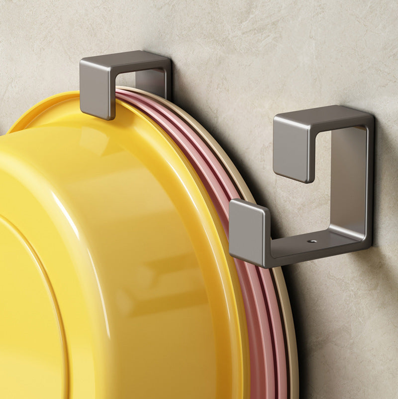 Stainless steel washbasin hook non-punching toilet basin storage rack bath tub bathroom toilet hanging basin artifact