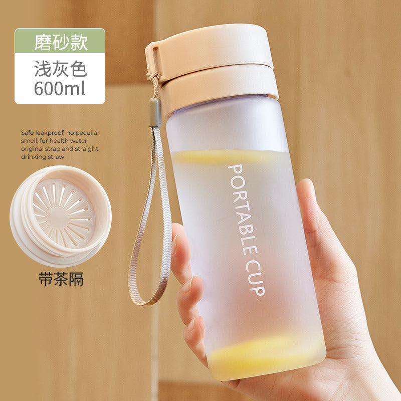 double-lid sports frosted water cup, high temperature resistant, large capacity plastic cup, student outdoor convenient cup wholesale