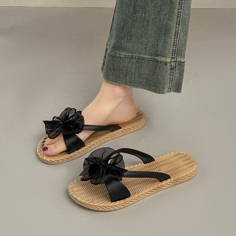 Summer fashioneasiest for matchnew arrivalpure colorcasual one-line sandals women's outwear soft bottom classic ribbon beach slippers