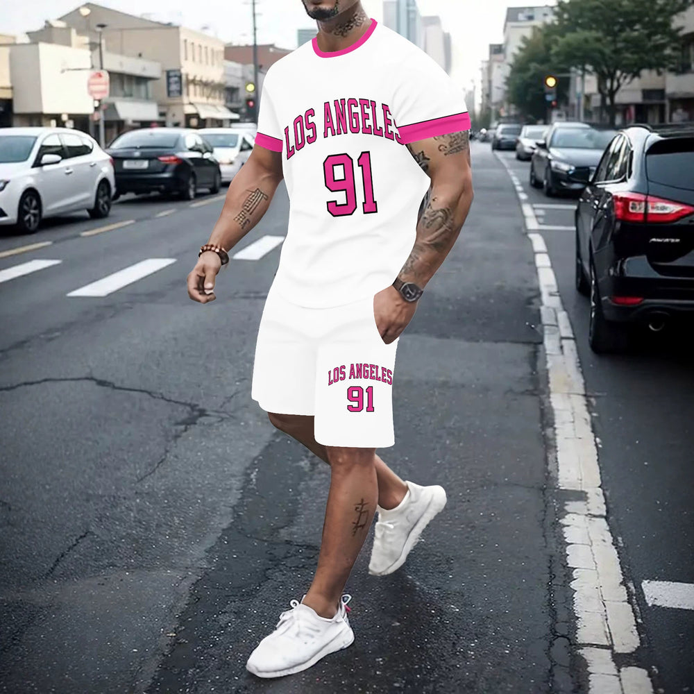 Men's casual sports set - short sleeve & shorts - summer hot seller - cross-border fashion - two-piece leisure outfit