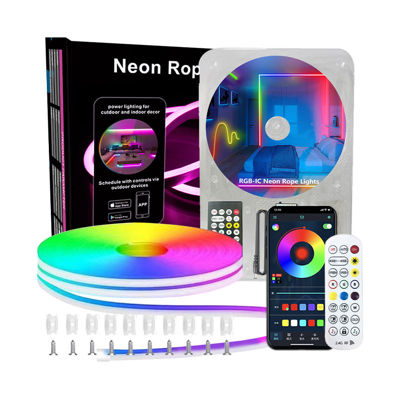 Bluetooth voice-activated magic neon light DIY horse racing water atmosphere light rgb silicone light strip 30 meters  spot