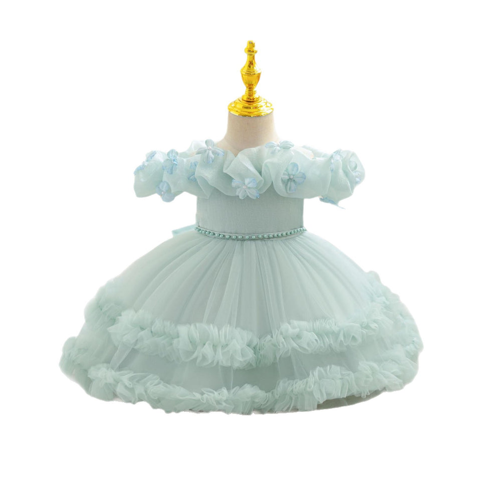 Ready-to-ship new floral cake princess dress - baby girl's first birthday party gown