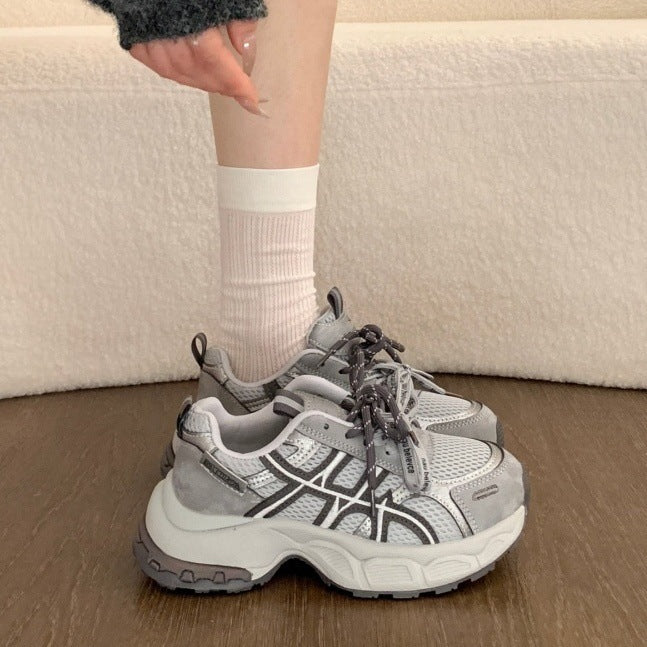 Thick sole heightened dad shoes women's 2026 spring new arrival super popular breathable easiest for match sports shoes showing leg length casual shoes