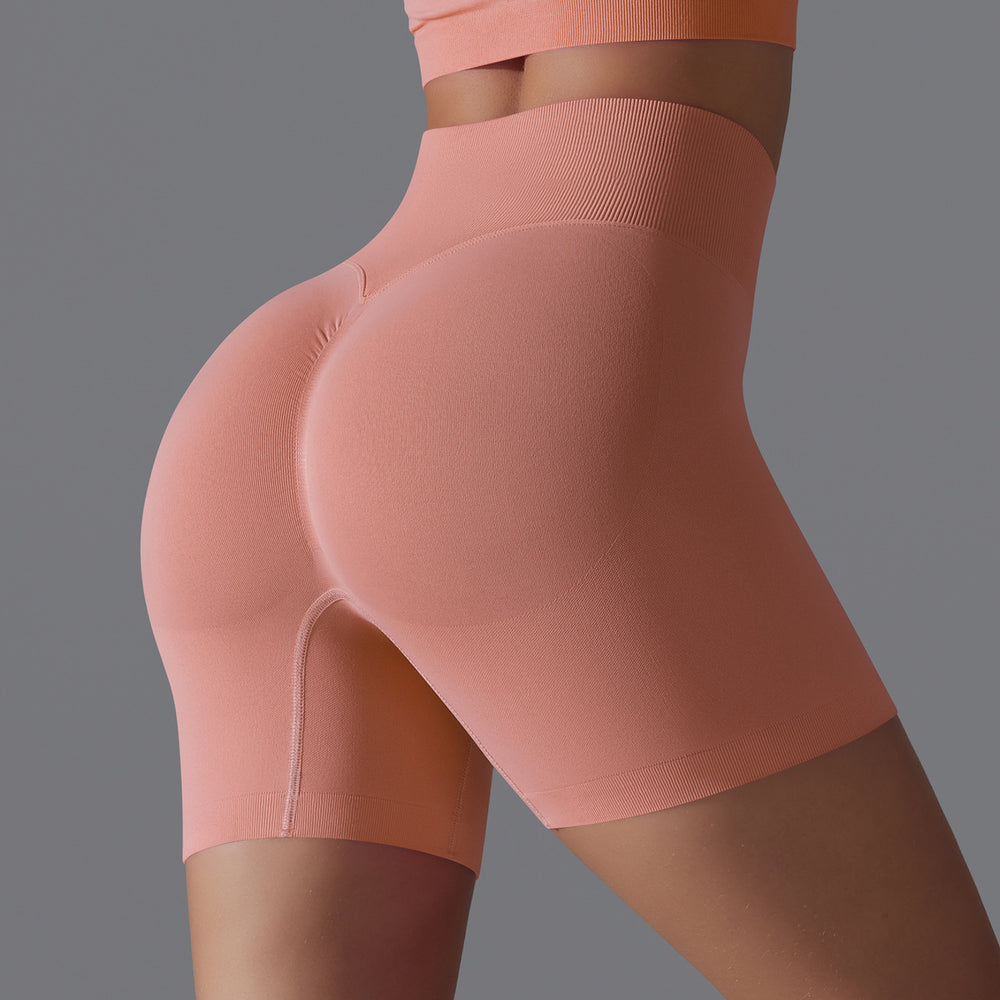 Fashion cross-border seamless pure color yoga shorts tight running fitness yoga clothes high waist butt lift peach sports pants