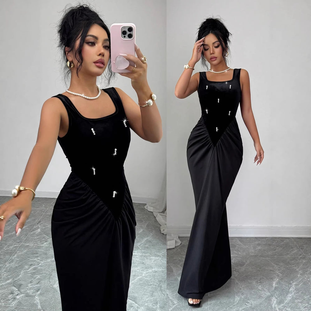 Amazon cross-border fashionable sexy suspender dress elegant long dress