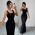 Amazon cross-border fashionable sexy suspender dress elegant long dress