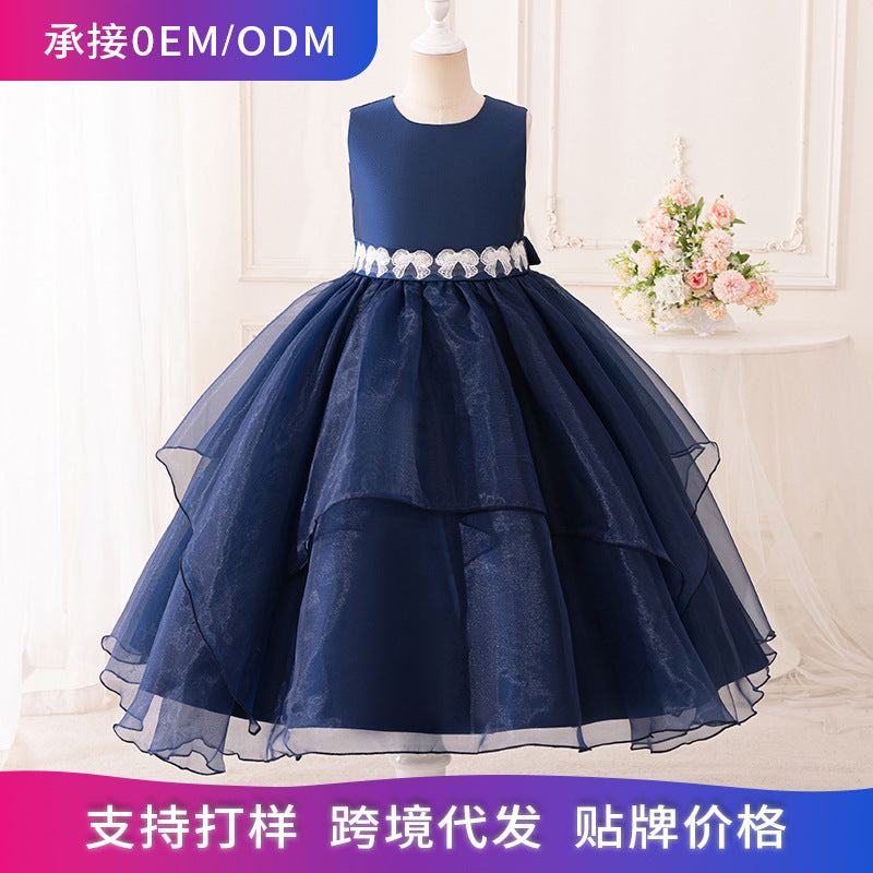 European and american cross-border children's christmas costume performance dress - girls' long skirt, performance gown, princess dress