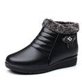 Winter ladieswear shoes middle-aged and elderly cotton shoes plus size heattechplaidfleece-linednon-slipflats soft bottom leather shoes wholesale