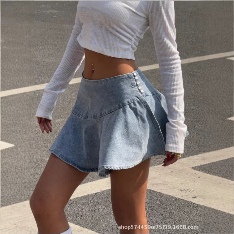 Amazon, tiktok, pinduoduo, cross-border e-commerce, european and american women's denim midi skirts
