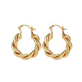 European and american style new twist rope circle minimalist titanium steel 18k gold plated niche geometric earrings for women wholesale