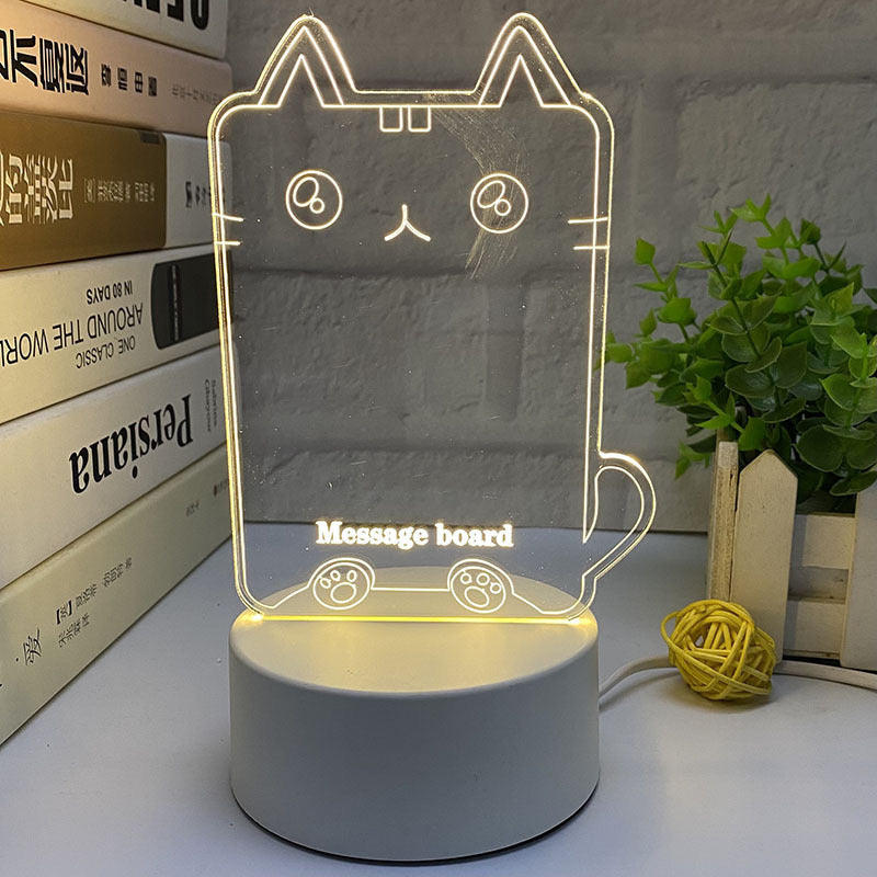 Diy easy-to-carry acrylic mini desk lamp with erasable message board, 3d night light, ambient led lamp, touch control