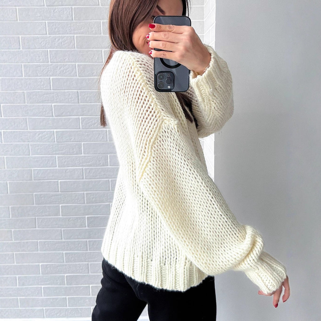 Cross-border Europe, America and 2025 new lazy style round neck single-row button loose fashion casual knitted cardigan wholesale