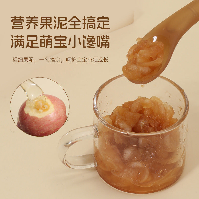 English Card Baby Silicone Spoon Baby Fruit Scraper Mud Spoon Infant and Toddler Supplementary Food Feeding Tableware Double Head Puree Spoon