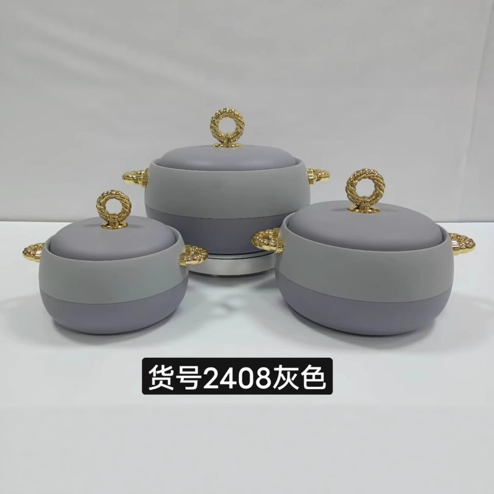 Food warmer hot selling 3pcs foreign trade thermal box 1l-2l-3.5l /set gold handle item number 2408