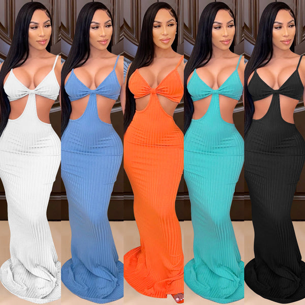 X5098 spot specials are non-refundable and non-exchangeable, fashionable new products, sexy chest-wrapped knitted suspender solid color dress.