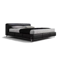 Italian normcore big black cow genuine leather bed classy house master bedroom designer 1.8m double bed soft headboard