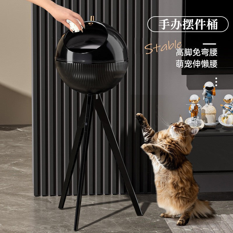 Trash can living room high-end for home bedroom kitchen high-leg storage bucket large-capacity storage rack no-bending garbage rack