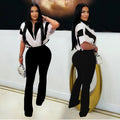 C7306 cross-border   fashion women's casual slim-fit activewear short sleeve top and pants set - new