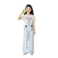 Girls' summer short-sleeve and pants set,  new style, kids' bowknot slim-fit two-piece set, comfortable children's clothing