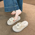 Summer fairy style outdoor slippers - comfortable, versatile, rhinestone clover design, soft sole, fashionable, minimalist, women's platform slippers