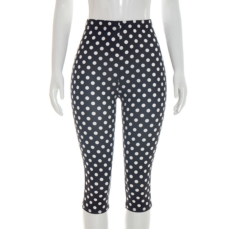 ins same style european and american clothing new arrivalfashioneasiest for match polka dot printing style mid-waist tight casual