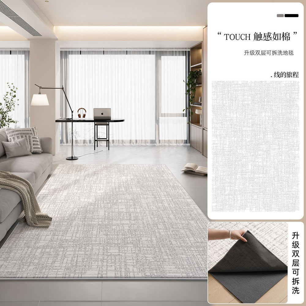 Removable and washable double-layer carpet cream style  new machine washable glue-free carpet floor mat can be wiped over a large area