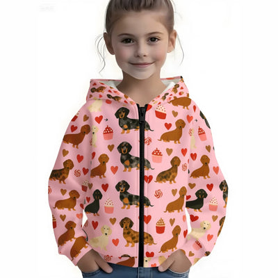 Kids' hoodie jacket, cross-border hot seller: cute cartoon print fashion zip-up hoodie for girls, dropshipping available