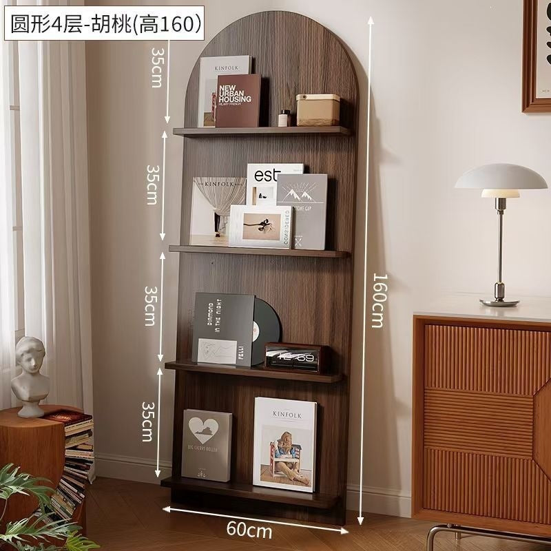 Magazine rack floor-standing storage rack wall-mounted book rack newspaper rack environmental-friendly multi-layer bookshelf medieval style reading bookshelf wood