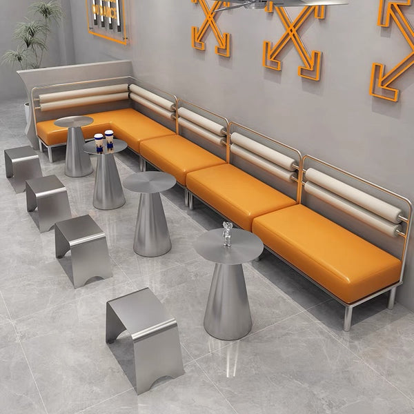 Industrial style cafe against the wall card seat sofa milk tea dessert baking shop stainless steel table and chair combination restaurant commercial
