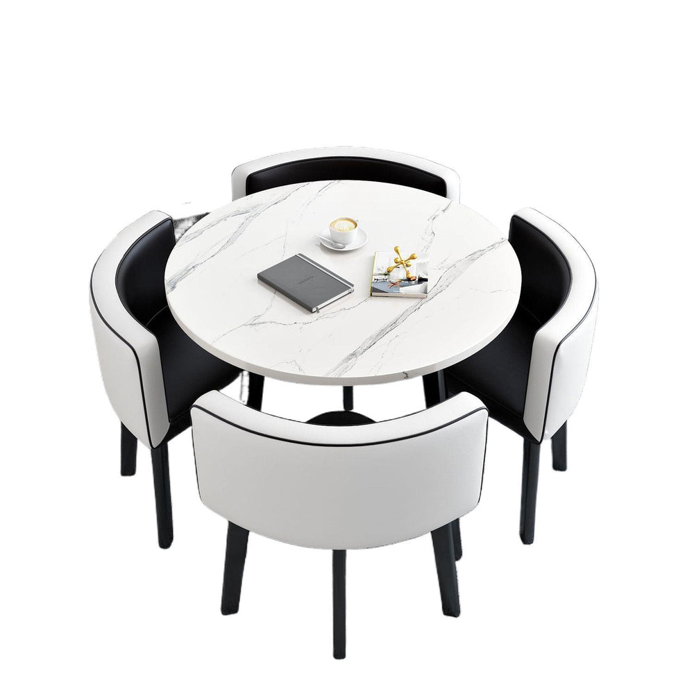 Collapsible dining table for home, small apartment, apartment, restaurant, shopfront negotiation table and chair set, reception round table