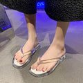 Trendy crystal flip-flops for women, summer 2024 new arrival, indoor non-slip, popular thong sandals