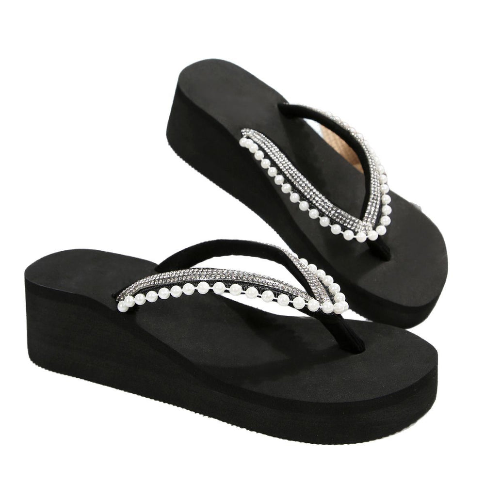 Exportplus size rhinestone flip-flops sandals summernew arrivalfashionplatform shoesthick soleflatscasual flip-flops