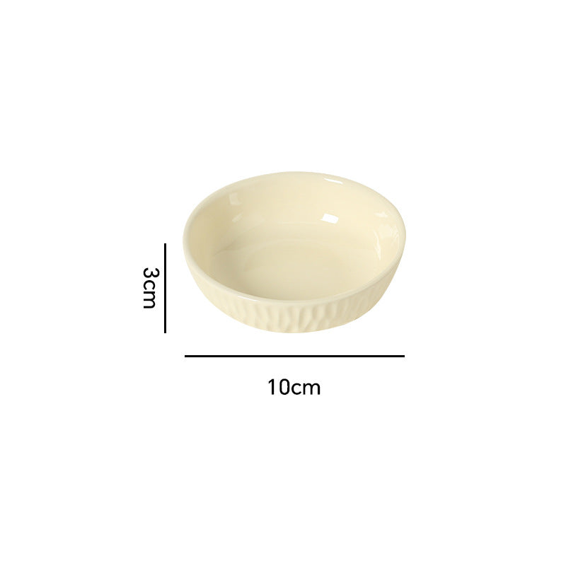 Minimalist nordic solid color fufu ceramic bowl, plate, and dish set - household rice bowl, fish plate, soup plate, and striped plate