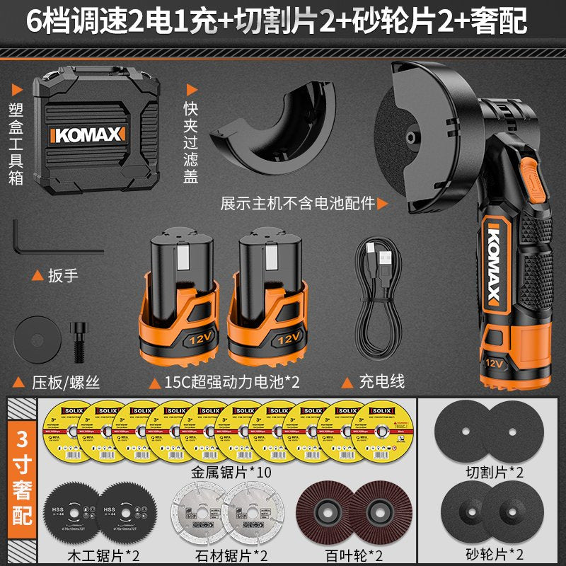 Lithium battery mini angle grinder - cordless polisher, sander, multi-function small hand grinder & cutter for home use