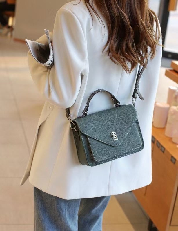 Togo pattern cowhide small square bag for women 2023new arrival women's genuine leather bag work clothingcasualeasiest for match shoulder crossbody bag