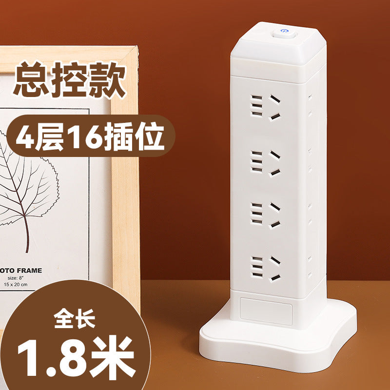 Authentic home & office vertical power strip - multi-outlet, pure copper, with usb ports - tower style