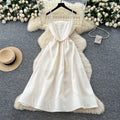 French chic high-end bow detail corset waist slip dress - women's  summer fashion maxi gown