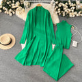 Autumnew arrival lazy looseknittingsuit women's long shawl cardigan + turtleneck sweater + loose pants three-piece set