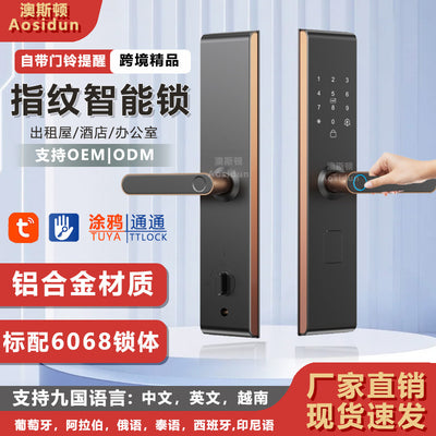 smart fingerprint lock tuya multi-language smart lock speaker doorbell mobile phone remote unlocking manufacturer in stock